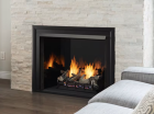 42" LO-RIDER CLEAN FACE FIREBOX WITH CEMENT GRAY STACKED TRADITIONAL INTERIOR PANELS