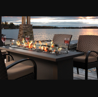 OUTDOOR FIRE TABLE, 36" WITH BLACK AND GRAY ACCENTS LP