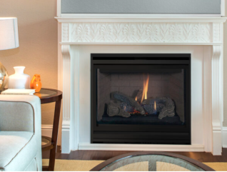 DRT2035DEP-E 35" DV IPI, CERAMIC FIBER LOGS, TOP/REAR VENT, VISTA FACADE, LP F4955