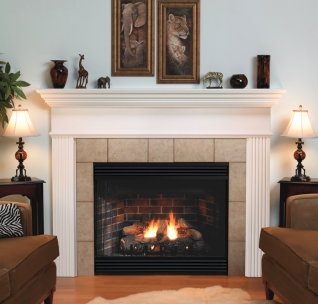 KEYSTONE PREMIUM 42" B-VENTED FIREPLACE -LOUVER, LOG SET, MILLIVOLT, NG