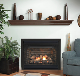 KEYSTONE DELUXE 34" B-VENTED FIREPLACE -LOUVER, LOG SET, IPI, NG