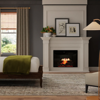 30" REVILLUSION BUILT-IN FIREBOX, BLACK, ENHANCED EMBER BED, TUMBLED GLASS, BLK GRAVEL, PLUG IN KIT & REMOTE