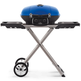 TRAVELQ 285X PORTABLE 2 BURNER LP BLUE GRILL WITH SCISSOR CART