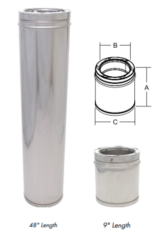 6X6" STAINLESS STEEL CHIMNEY LENGTH