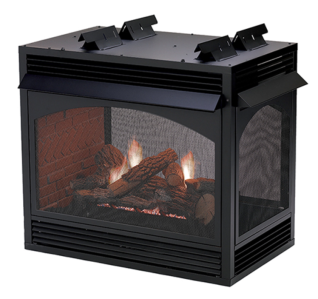 VAIL 36" PREMIUM PENINSULA FIREPLACE W/ BLENDED BRICK LINER, MILLIVOLT, NG