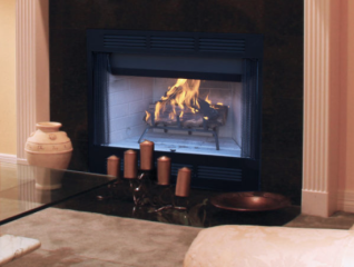 WRT2036WSI 36" RADIANT WOOD BURNING FIREPLACE W/ WHITE STACKED PANELS F0684