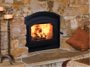 WCT6920WS WOOD BURNING FIREPLACE W/ WHITE STACKED PANELS F4482