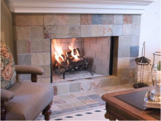 WRT3538WS 38" WOOD BURNING FIREPLACE W/ GRAY STACKED PANELS F3412