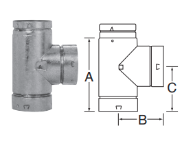 8" BVENT STANDARD TEE BV