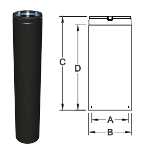 6USP-L12 6" X 12" DOUBLE WALL BLACK STOVE PIPE
