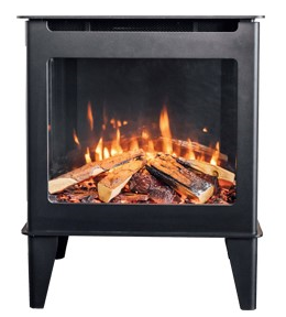 3 SIDED CLASSIC BLACK ELECTRIC STEEL FREE STANDING STOVE W REMOTE 5000 BTU'S
