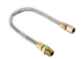 18" WHISTLE FREE SS GAS CONNECTOR HOSE W/FITTINGS, 1/2" MIP x 1/2"FIP (3/8" ID)