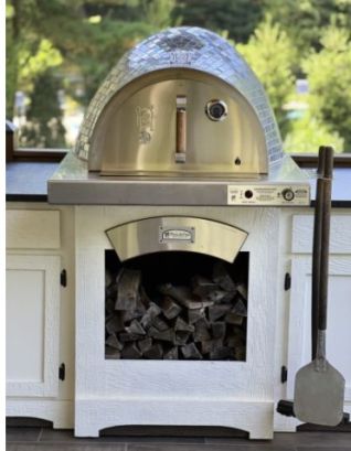 VILLA OUTDOOR BUILT-IN MOSAIC PIZZA OVEN, COPPER GLASS, SS HEARTH, VENT, FLANGE MOUNT, EI,LP